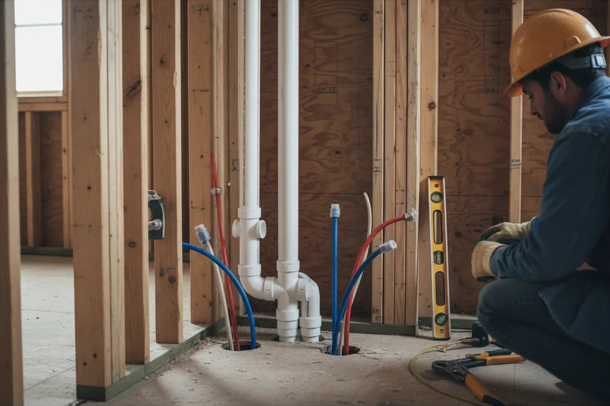 Drain and supply rough-in during Leak Detection in Veyo