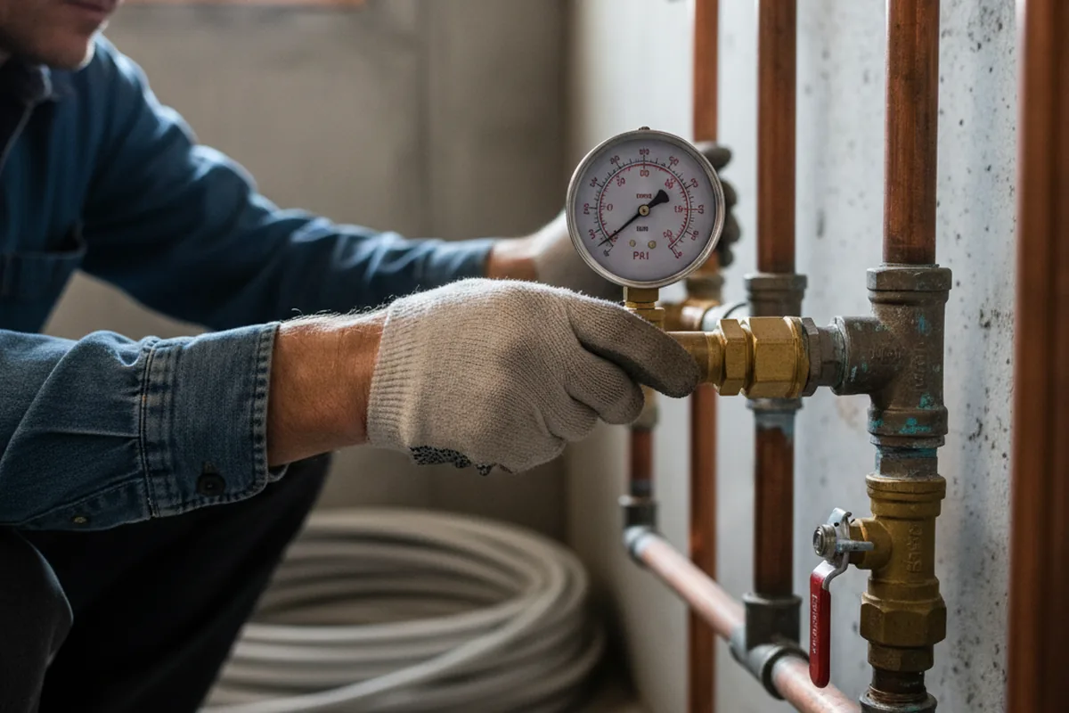 Pressure testing a repaired line during Water Line Repair in Veyo
